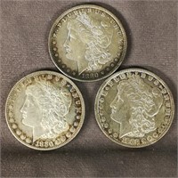 (3) 1880 Morgan Dollars