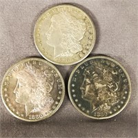 (3) 1880 S Morgan Dollars