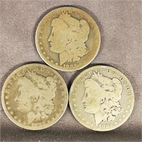 (3) 1882 Morgan Dollars