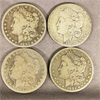 (4) 1882 S Morgan Dollars