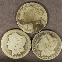 (3) 1884 Morgan Dollars
