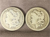 (2) 1884 S Morgan Dollar