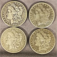 (4) 1884 O Morgan Dollars