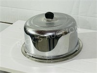 vintage chrome dome & glass cake tray