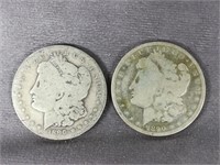 (2) 1890 S Morgan Dollar