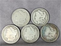 (5) 1890 O Morgan Dollar