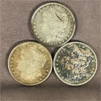 (3) 1891 S Morgan Dollar