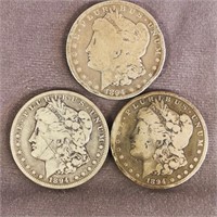 (3) 1894 (2-O) (1 No Mark) Morgan Dollar