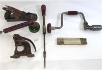 *Vintage Tools Plane, Drill, Measurer, & More