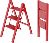 $70  3 Step Ladder  300lbs  Foldable - Red