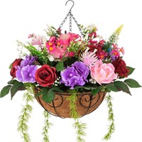 $40  Artificial Hanging Flowers in Basket  Z Purpl