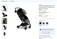 E1031  Mompush Lightweight Baby Stroller Black 1