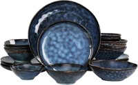 Elama Lucca 20pc Round Stoneware Set in Blue