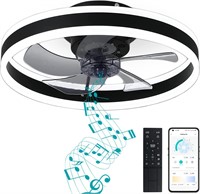 $90  Flush Mount Fan  19.7in  Bluetooth  Black