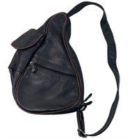 Ameribag Black Leather  Back Sling Shoulder Bag