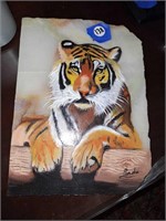 HAND PAINTED TIGER ON STONE