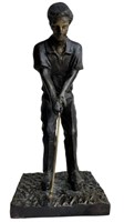 Vintage Cast Iron Golfer Playing Golf Sculpture