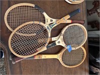 LOT OF 5 VTG WOOD RACKETS