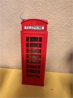 RED BRITISH TELEPHONE BOOTH BANK MISSING PLUG