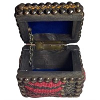 Vintage Mexican Serpent Trinket Box Wool Brass