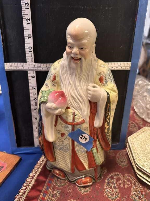VTG CHINESE HAND PAINTED PORCELAIN STATUE