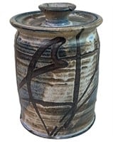 Artist Signed Stoneware Canister Jar