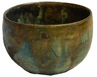 Raku Japaneze  Pottery Green Tea Bowl Centerpiece