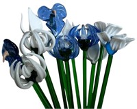 Murano Long Stem Hand Blown Glass Flowers