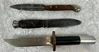 Lot Of 3 Various Sized Hunting & Skinning Knives