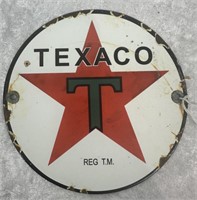 Round Enamel "TEXACO" Door Push Plaque