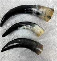 Lot Of 3 Various Size Viking Style Drinking Horns