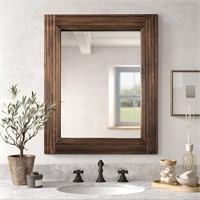 $136  YOSHOOT Wood Wall Mirror 32x24 - Brown