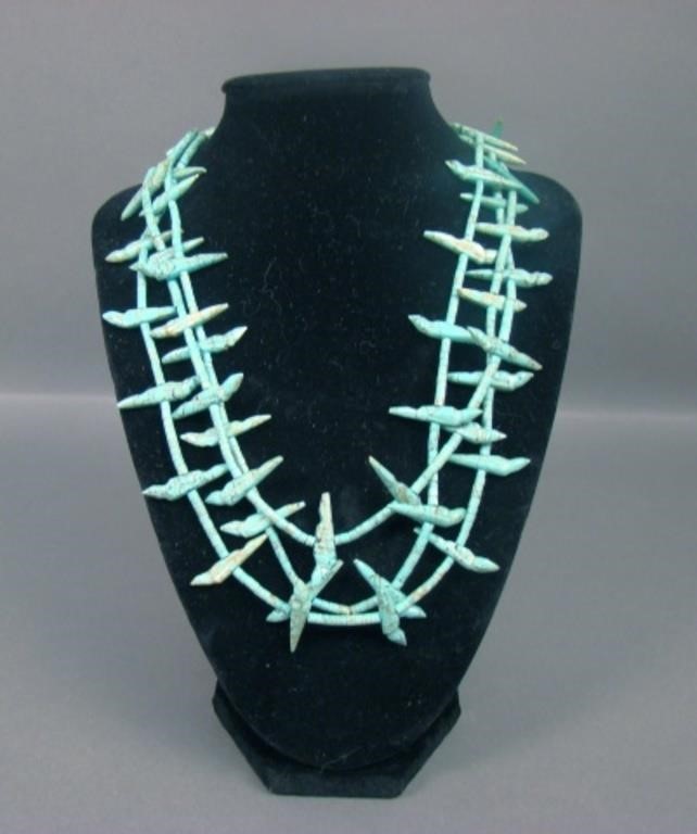 Native American Three Strand Turquoise Necklace