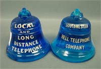 Two Blue Bell Telephone Paperweights