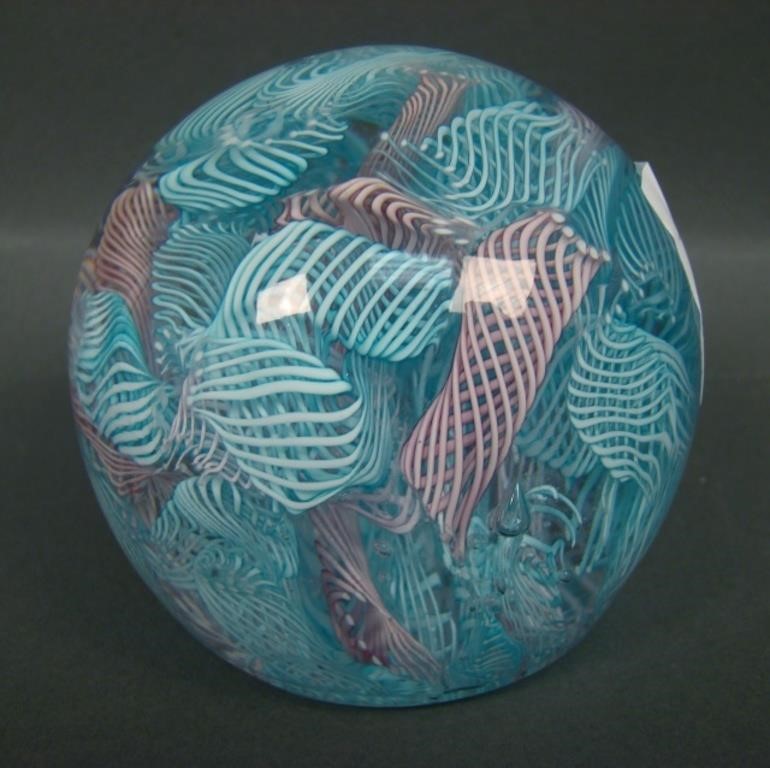 Beautiful Murano Latticino Ribbon Paperweight