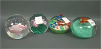 Lot of Four Floral Paperweight