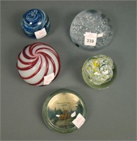 Lot of Five Glass Paperweights