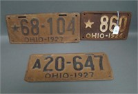 Three Vintage Ohio License Plates