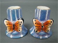 Two Noritake Lusterware Butterfly Card Holders