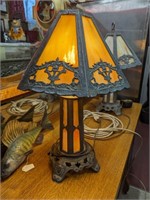 Vintage PEH victorian lamp with slag glass