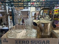 Lot vintage glassware decorative water can lg.