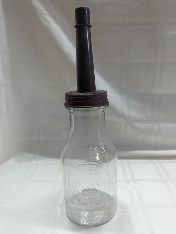 Dover Oil 1 quart embossed glass bottle masters