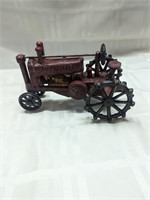 Cast Iron red toy tractor 8"