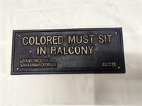 Cast Iron segregation colored only sign