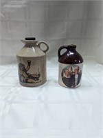 Two stoneware jugs American Gothic Grant Wood