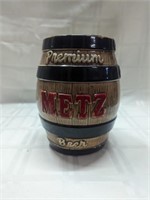 Metz Premium Beer ceramic barrel bank advertising