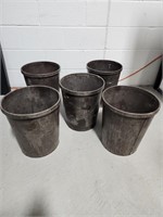 Set of 5 Outdoor Buckets/Waste Baskets