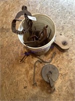 WOOD PULLEY, BUGGY STEP, BUCKET MISC