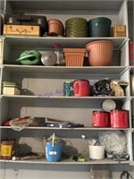 CONTENTS 5 SHELVES- FLOWER POTS, WATER CAN,