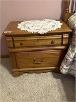 WOOD BED SIDE STAND  W/2 DRAWERS-21.5"TX26"WX16"D